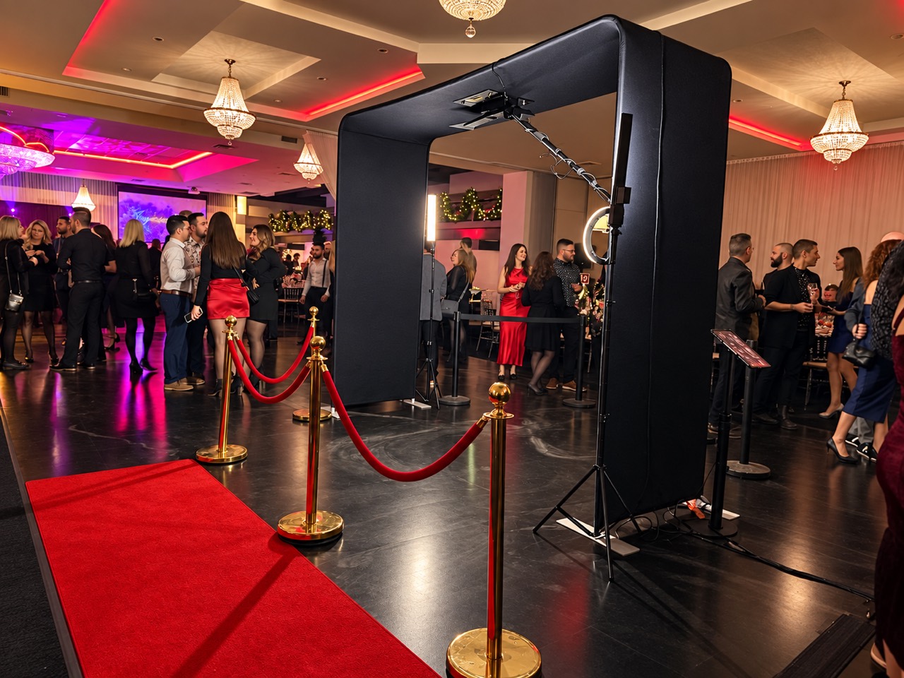 Structure du photobooth 360 overhead Eleganza installée lors d’un gala