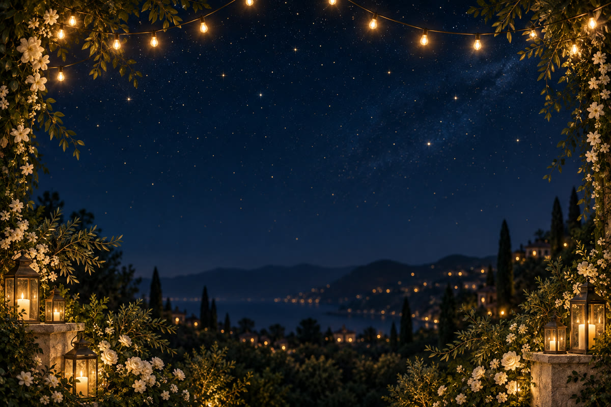 Exemple de décor numérique représentant une soirée sous les étoiles