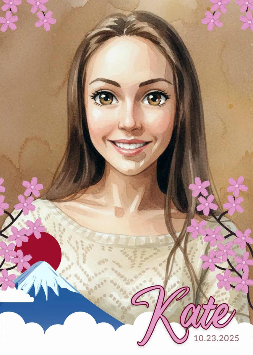 Exemple de portrait transformé en illustration aquarelle par le logiciel LumaBooth